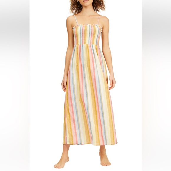 Billabong Dresses & Skirts - Billabong Smocked Colorful Striped Maxi Dress size small